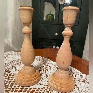 Elegant Wooden Candle Holders Basketville 8” wooden ready for craft paint etc